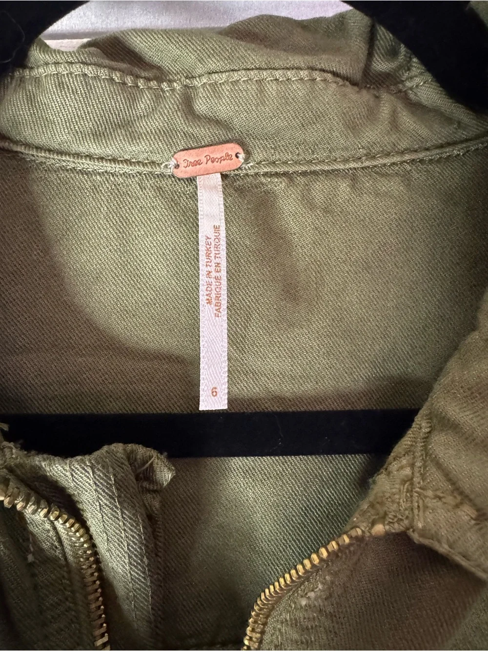 Free People Olive Green Zipper Utility Romper - Size 6 - Picture 5 of 7